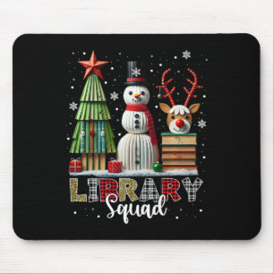 Christmas Librarian Books Xmas Tree Snowman Reinde Mouse Mat