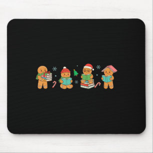 Christmas Library Gingerbread Man Books Lover Book Mouse Mat