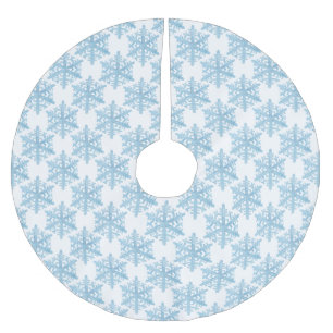 Christmas Light Blue Watercolor Snowflakes Pattern Brushed Polyester Tree Skirt