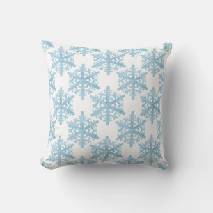 Christmas Light Blue Watercolor Snowflakes Pattern Cushion