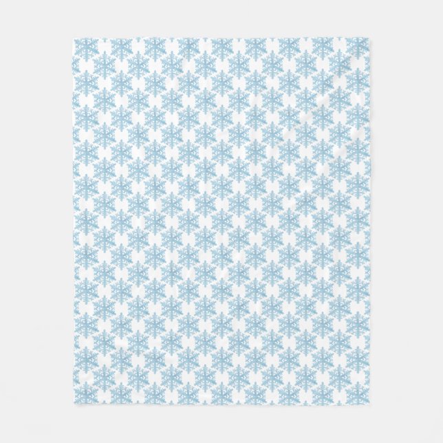 Christmas Light Blue Watercolor Snowflakes Pattern Fleece Blanket (Front)