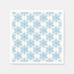 Christmas Light Blue Watercolor Snowflakes Pattern Napkin