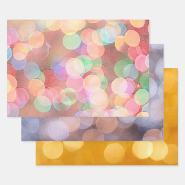 Christmas Light Bokeh Bubbles Wrap Craft Paper (Set)