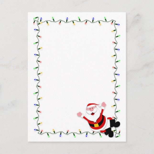 Christmas Light Border Santa Holiday Postcard (Front)
