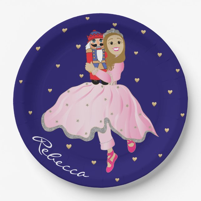Christmas Light Brown Ballerina Clara Paper Plate (Front)