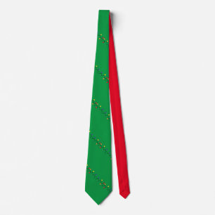 Christmas Light Bulb String Green & Red Neck Tie