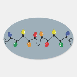 Christmas Light Bulb String Oval Sticker