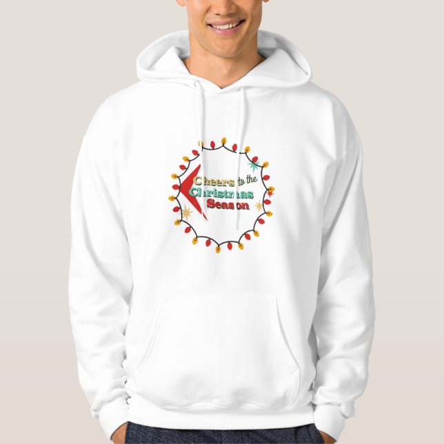Christmas Light Bulb Wreath – Cheers to the Season Hoodie (Front)