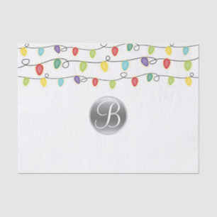 Christmas Light Bulbs Monogram Letter Initial Tissue Paper