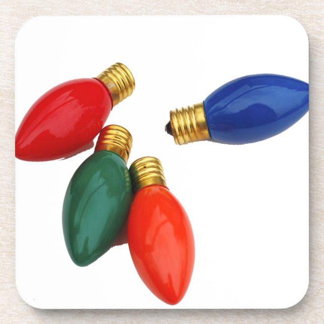 Christmas Light Bulbs Set of Cork Coasters (Front)