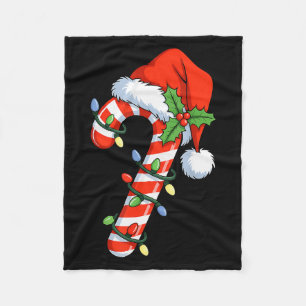 Christmas Light Candy Cane Santa Xmas Kids Toddler Fleece Blanket
