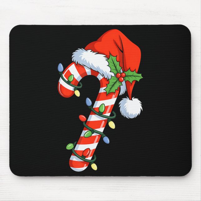Christmas Light Candy Cane Santa Xmas Kids Toddler Mouse Mat (Front)