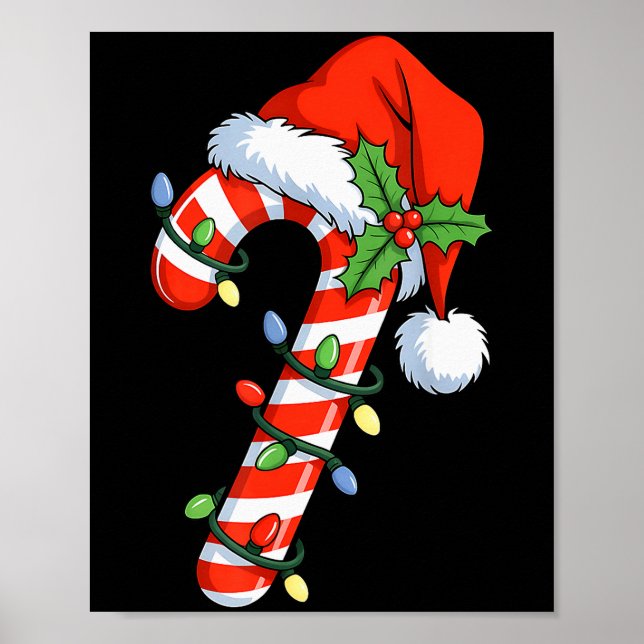 Christmas Light Candy Cane Santa Xmas Kids Toddler Poster (Front)