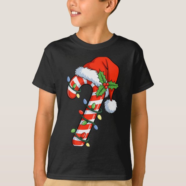 Christmas Light Candy Cane Santa Xmas Kids Toddler T-Shirt (Front)