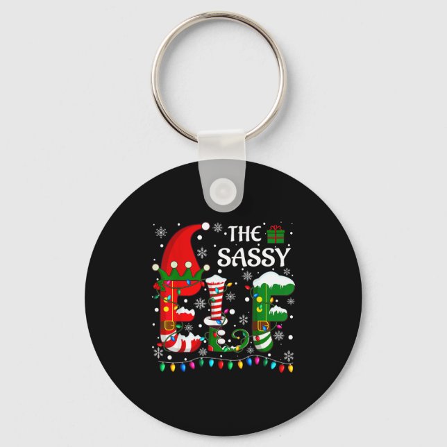 Christmas Light Family Matching Pajamas Sy Elf Xma Key Ring (Front)