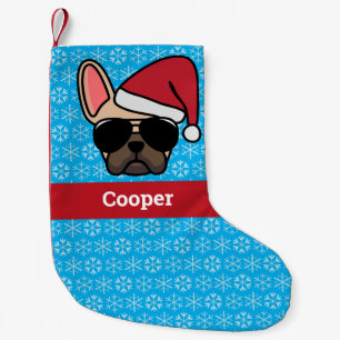 Christmas Light Fawn French Bulldog Small Christmas Stocking