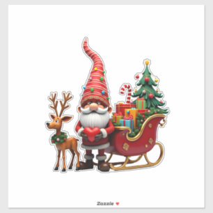 Christmas Light Gnome Santa Claus Riding Sleigh Hi