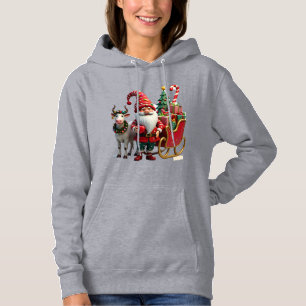 Christmas Light Gnome Santa Claus Riding Sleigh Hi Hoodie