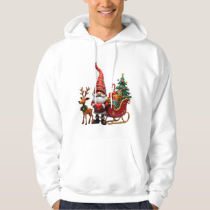 Christmas Light Gnome Santa Claus Riding Sleigh Hi Hoodie