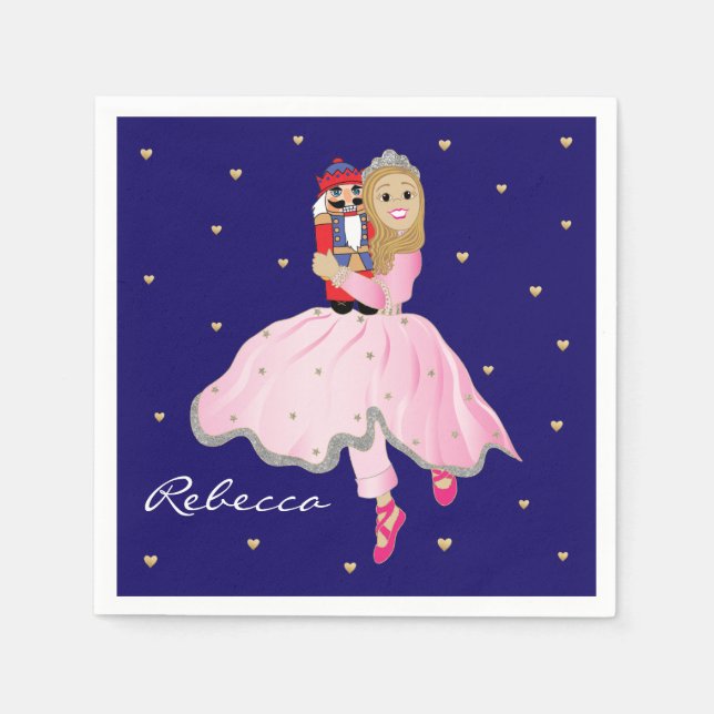 Christmas Light Haired Ballerina Clara Paper Plate Napkin (Front)