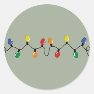 Christmas Light Large Bulbs Classic Round Sticker