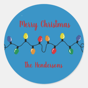 Christmas Light Large Bulbs Customisable Classic Round Sticker