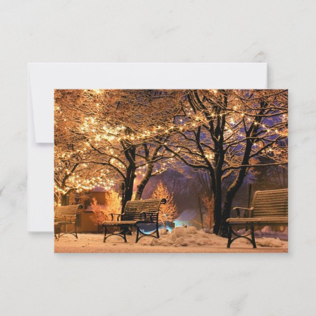 Christmas Light Park Benches Thank You Card (Front)