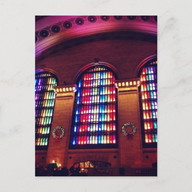 Christmas Light Show in Grand Central Station, NYC Holiday Postcard (Front)