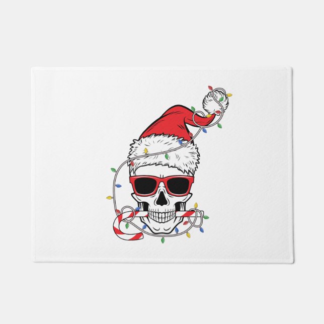 Christmas-Light-Skeleton-Skull Doormat (Front)