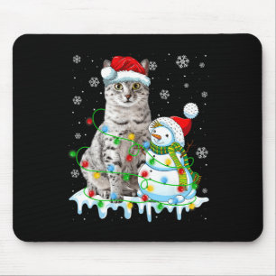 Christmas Light Snowman Egyptian Mau Cat Pet Lover Mouse Mat