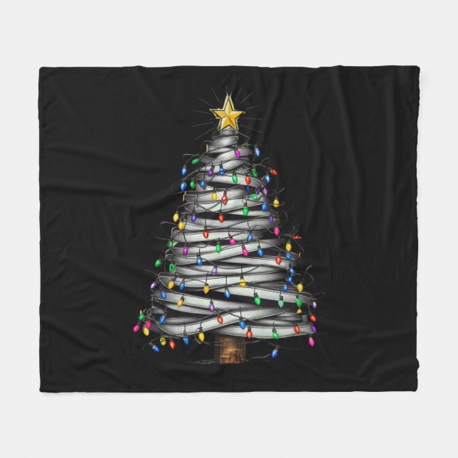 Christmas Light Tree Holiday  Fleece Blanket (Front (Horizontal))
