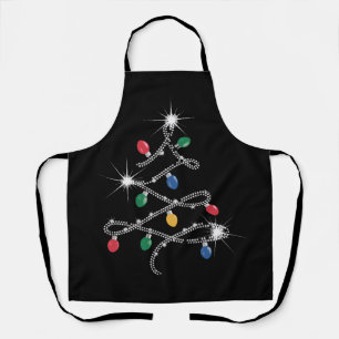 Christmas Light Tree Rhinestone Mega Bling  Apron