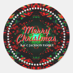 Christmas Light Visions Red Green Holiday Vibe Classic Round Sticker