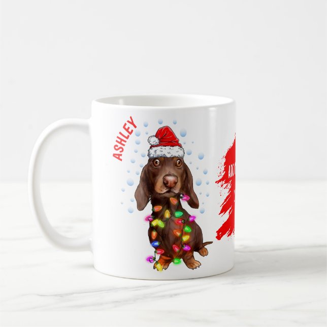 Christmas Light With Dachshund Dog Coffee Mug (Left)