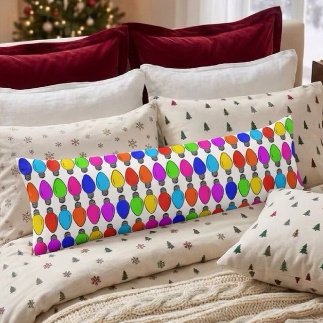 Christmas Lightbulbs Pattern Body Throw Pillow (Creator Uploaded)