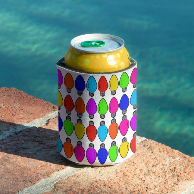 Christmas Lightbulbs Pattern Can Cooler (In Situ Pool)