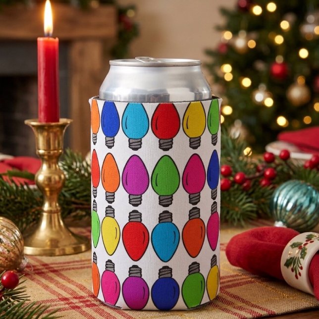 Christmas Lightbulbs Pattern Can Cooler (Creator Uploaded)