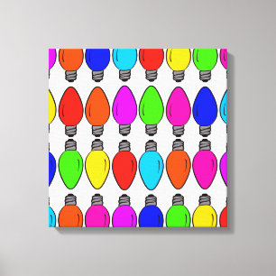Christmas Lightbulbs Pattern Canvas Print