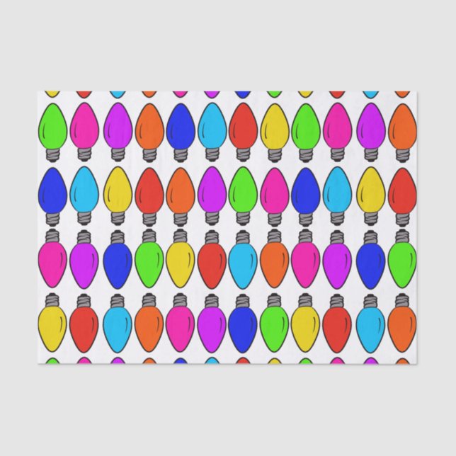 Christmas Lightbulbs Pattern Tissue Paper (Front)