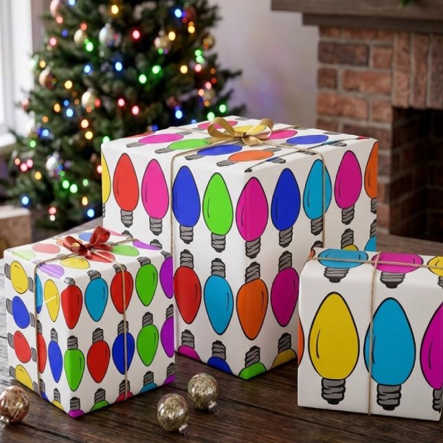 Christmas Lightbulbs Pattern Wrapping Paper Sheet (Creator Uploaded)