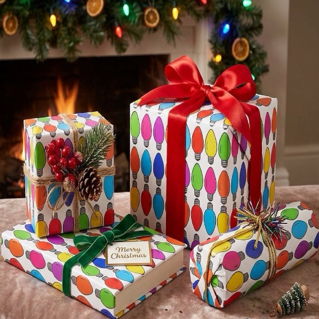 Christmas Lightbulbs Pattern Wrapping Paper Sheets (Creator Uploaded)