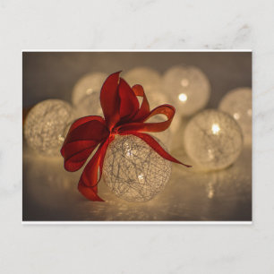 Christmas lighted ornament bauble ribbon postcard