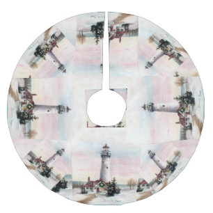 Christmas Lighthouse Brushed Polyester Tree Skirt