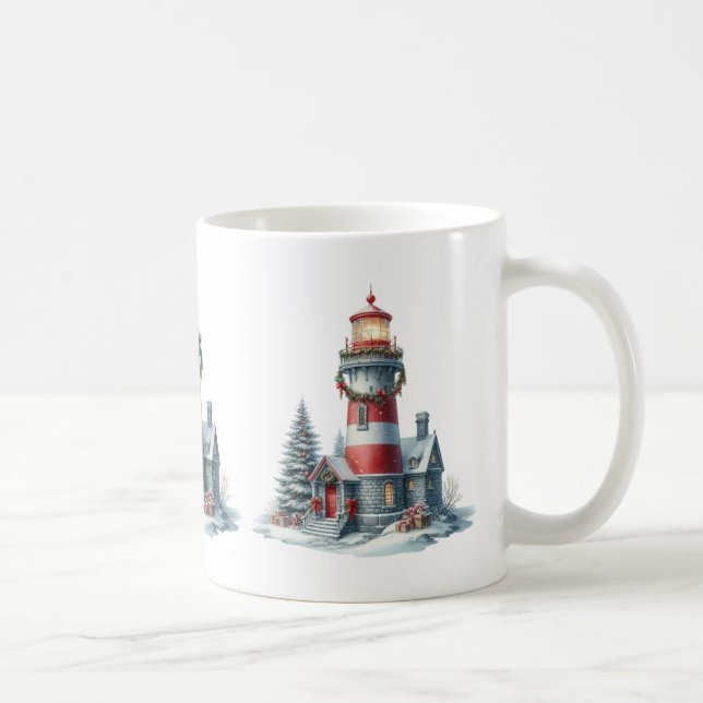 Christmas Lighthouse Coffee Mug (Right)