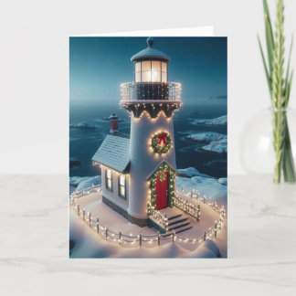 Christmas Lighthouse Greeting Cards