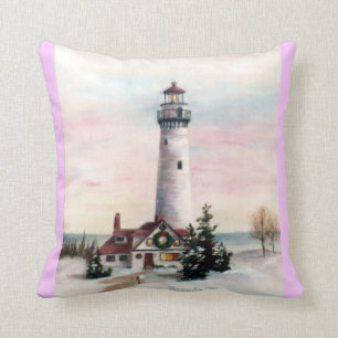 christmas lighthouse pillow