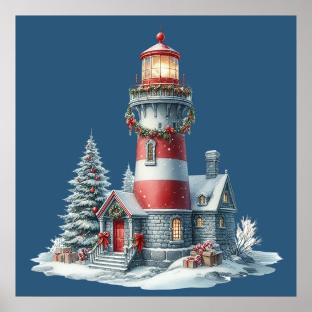 Christmas Lighthouse Poster (Front)