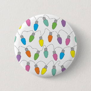 Christmas lights 6 cm round badge