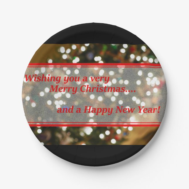 Christmas Lights Abstract Paper Plate (Front)