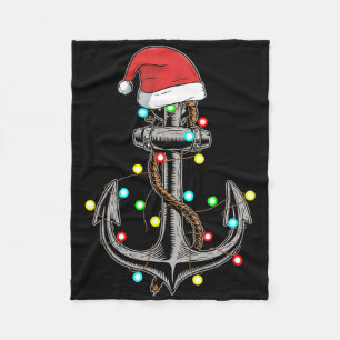 Christmas Lights Anchor Boating Sailing Funny Boat Fleece Blanket